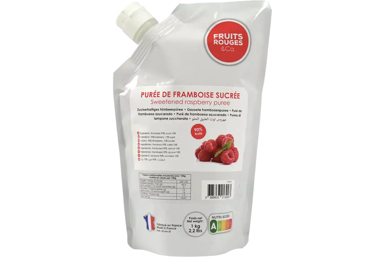 Fruitpuree framboos 1kg stuk 1