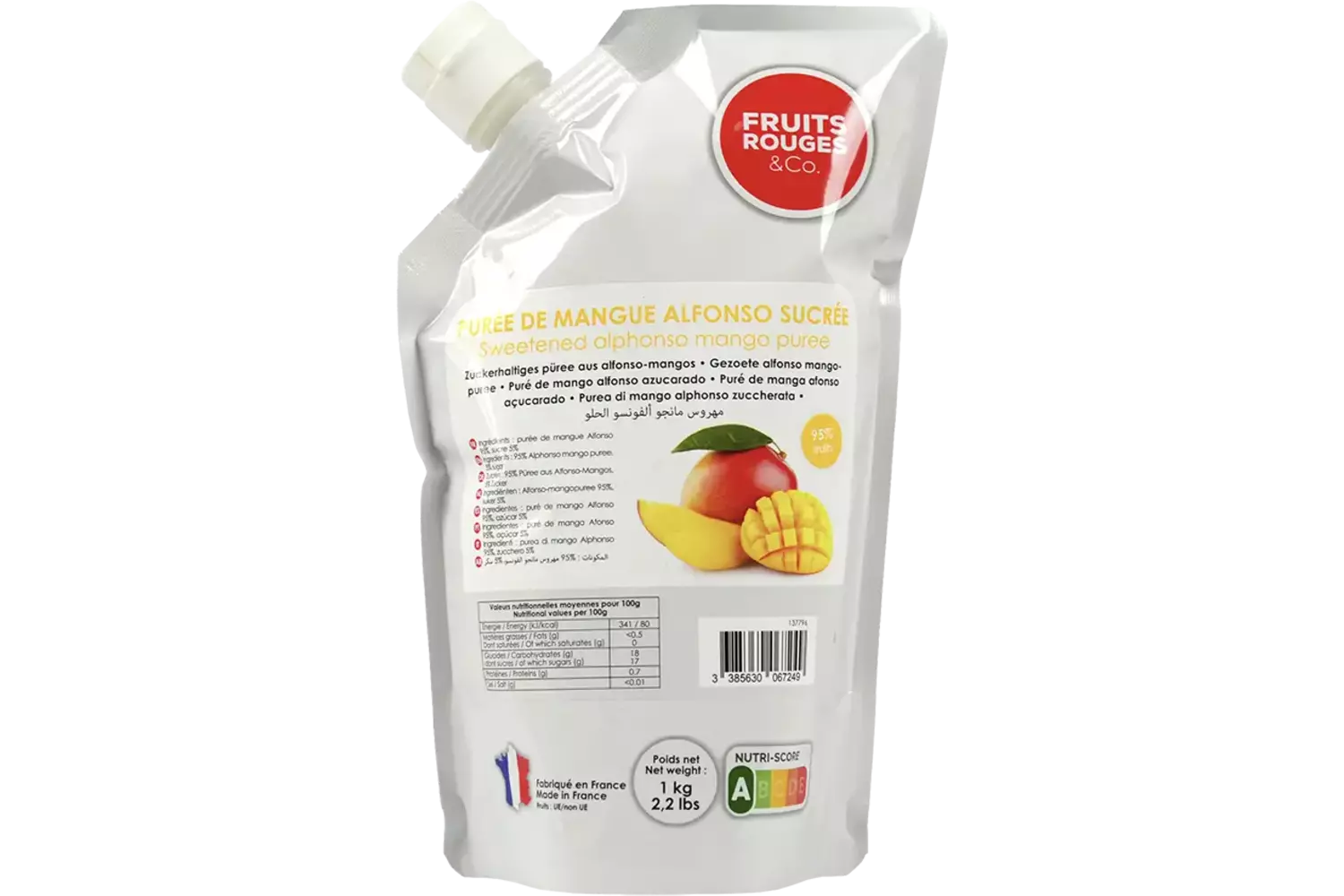 Fruitpuree mango 1kg stuk 1