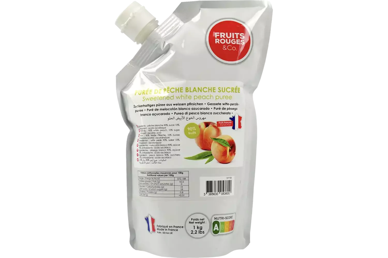 Fruitpuree perzik 1kg stuk 1