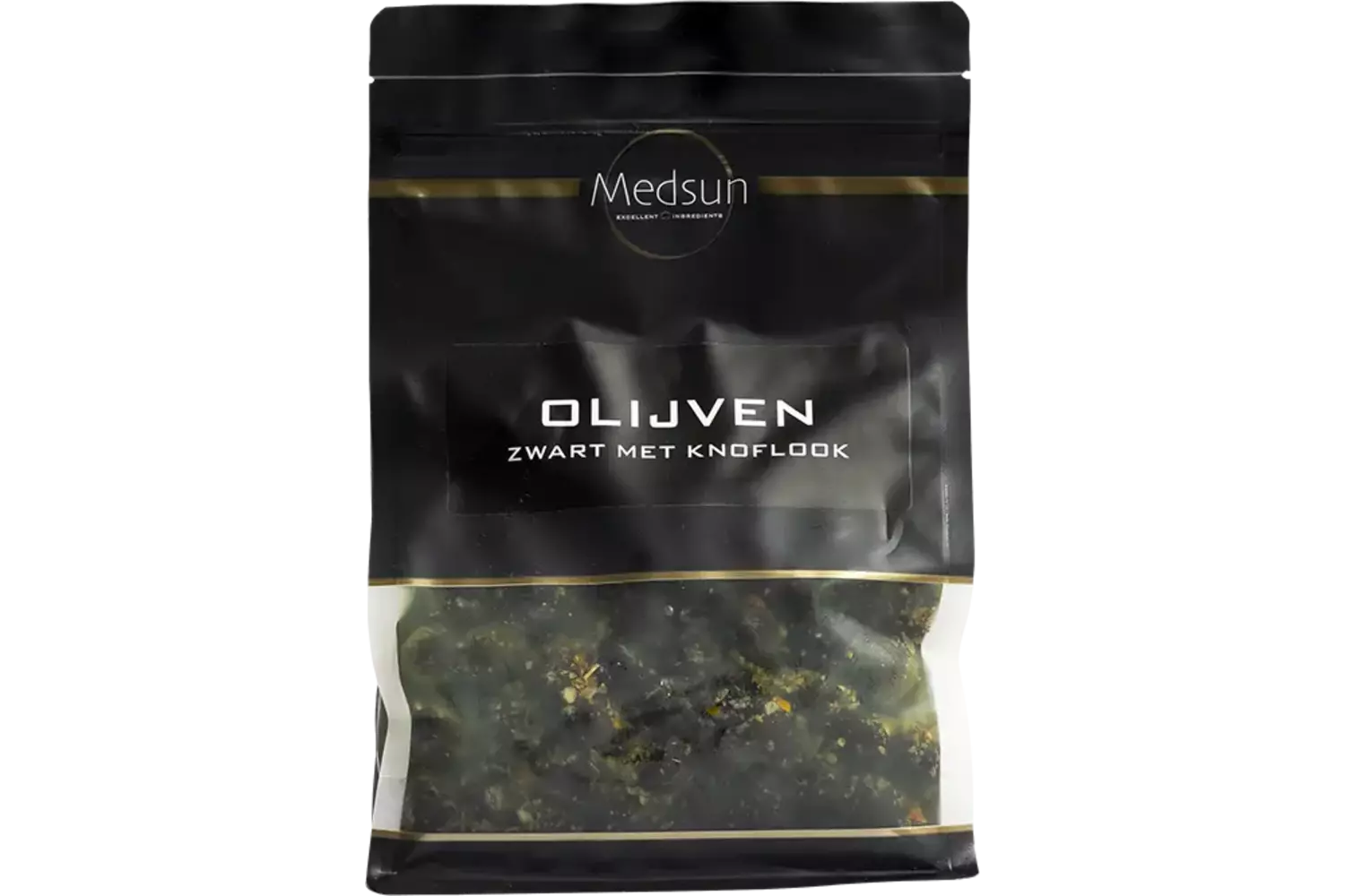 Olijven zwart met knoflook 1kg stuk 1